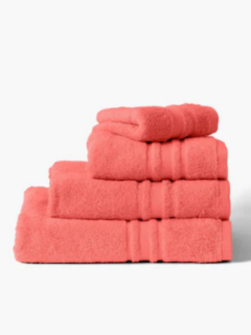 Carre Blanc-4 Bath Towels and 1 Bath Mat Coral